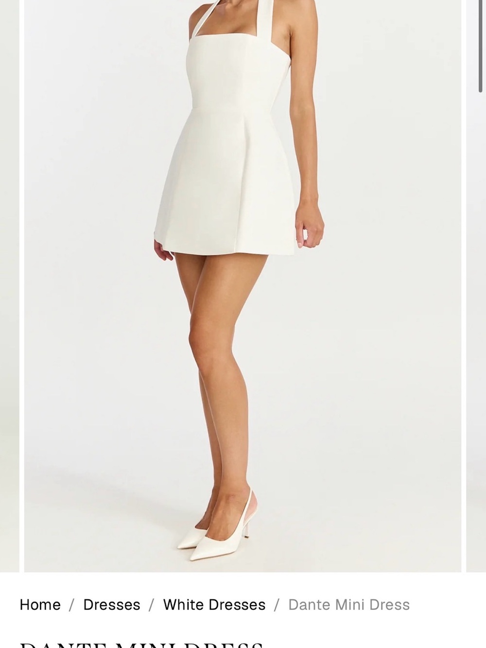 SHOWPO White Mini Halter Skirted Dress with Square Neckline